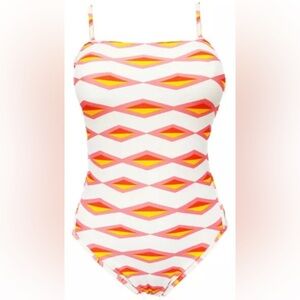 Marc Jacobs Hayley Stripe Tapioca Tank One Piece Maillot Swimsuit Large $164 LNC